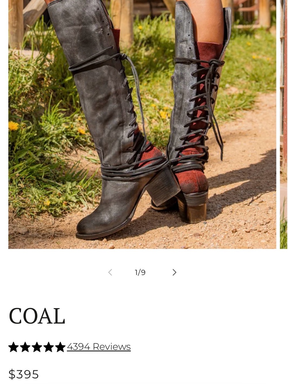 Freebird by Steven Coal Black Lace-Up Knee Boots with Burgundy Accents